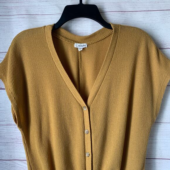 Eyeshadow Golden Yellow Cardigan Knit Sweater Button Up Size Small - Picture 5 of 14